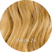 Kupfergoldblonde Extensions gewellt