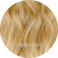 Aschhellblonde Extensions gewellt