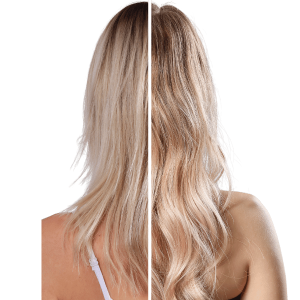 davor-danach Haarverlängerung blond mit Belle Extensions